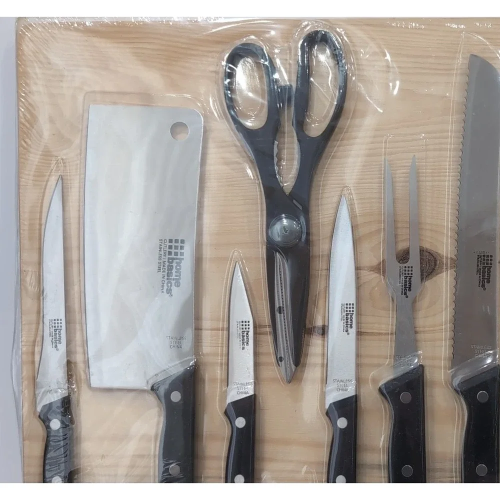 11 Piece Knife Set and Cutting Board Kitchen Utensils Knives Scissors Black